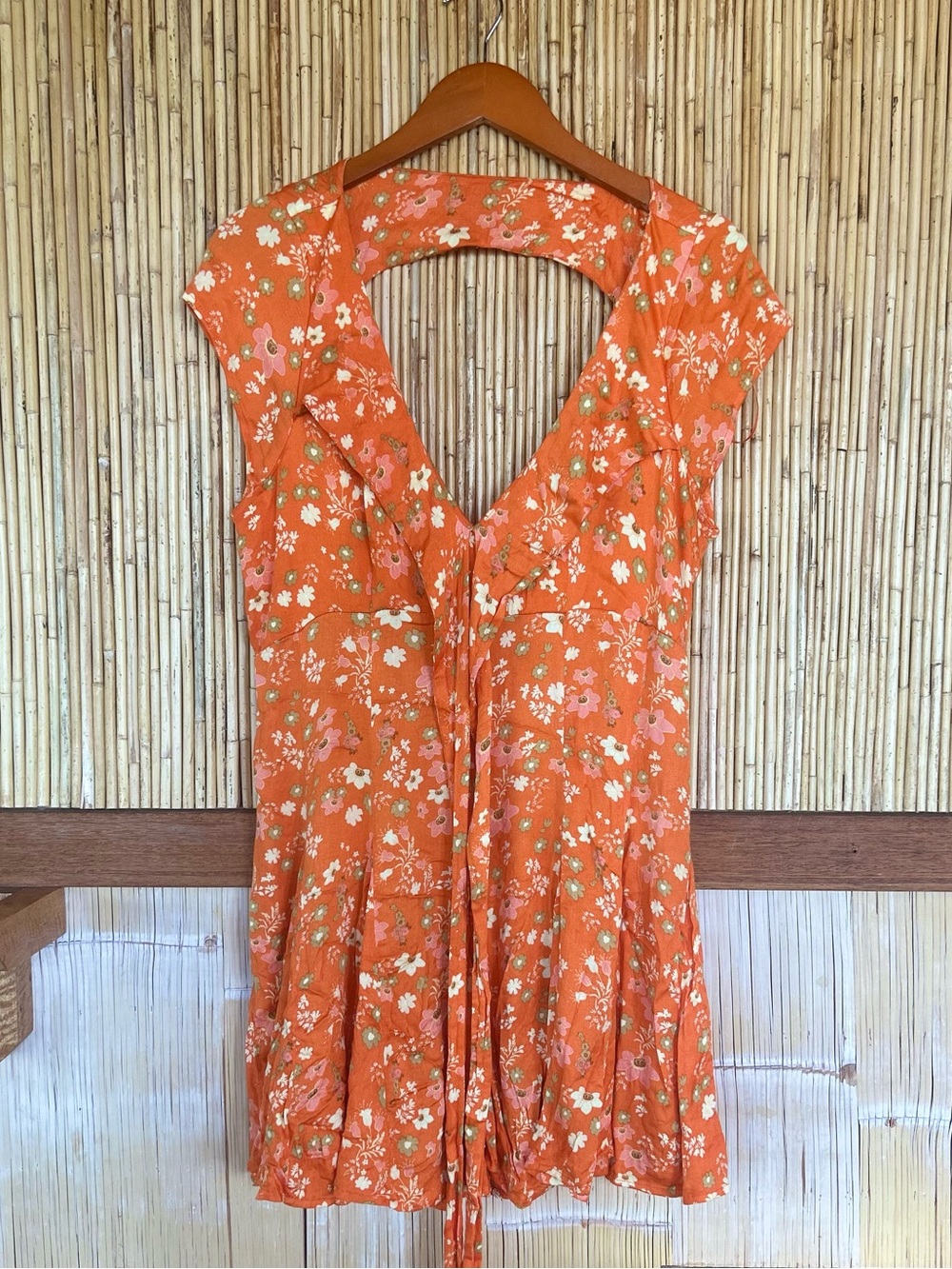 Free People It Takes Two Dress 70s Retro Boho Floral Cottagecore Cutout Skater